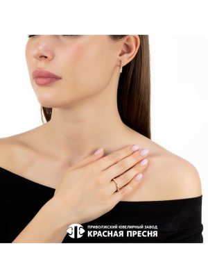 Серьги серебро 925 пробы, покрытие - золочение, вставка - фианит (недрагоценный камень)