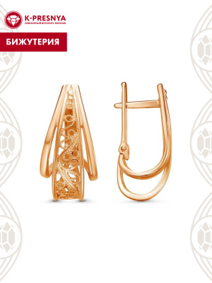 Серьги бижутерия, покрытие - золочение, без вставок