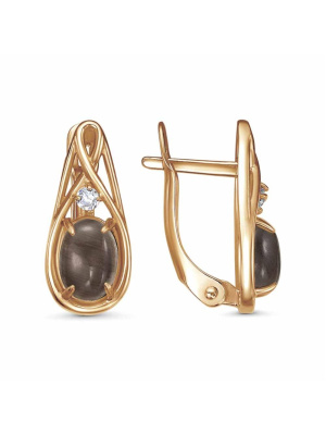 Серьги серебро 925 пробы, покрытие - золочение, выборочное родирование