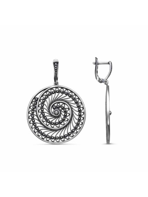 Серьги серебро 925 пробы, покрытие - оксидирование, без вставок