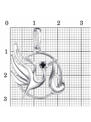 Подвеска бижутерия, покрытие - платинирование, вставка - фианит (недрагоценный камень)