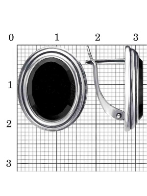 Серьги серебро 925 пробы, покрытие - оксидирование, вставка - искусственный агат черный