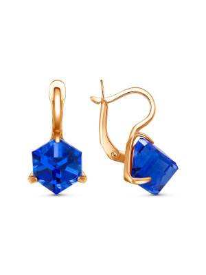 Серьги бижутерия, покрытие - золочение, вставка - ювелирное стекло европейской огранки