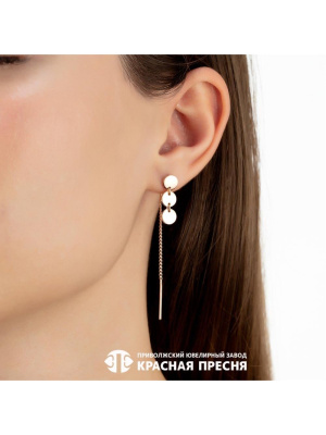Серьги серебро 925 пробы, покрытие - золочение, без вставок