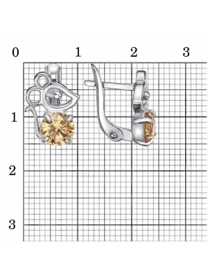 Серьги серебро 925 пробы, покрытие - платинирование, вставка - фианит (недрагоценный камень)