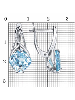 Серьги бижутерия, покрытие - платинирование, вставка - фианит (недрагоценный камень)