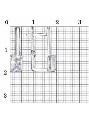 Серьги серебро 925 пробы, покрытие - платинирование, вставка - фианит (недрагоценный камень)