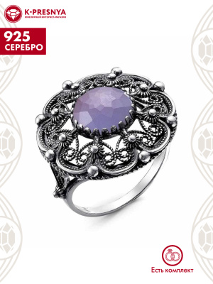 Кольцо серебро 925 пробы, покрытие - оксидирование, вставка - ситалл собственной огранки