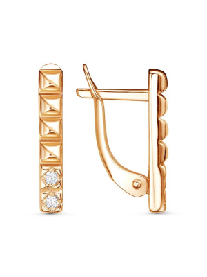 Серьги бижутерия, покрытие - золочение, вставка - фианит (недрагоценный камень)