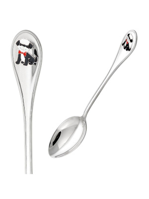 Ложка чайная "собачка" серебро 925 пробы, без покрытия, отделка - эмаль, без вставок