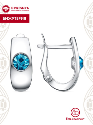 Серьги бижутерия, покрытие - платинирование, вставка - стекло ювелирное preciosa