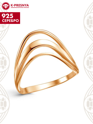 Кольцо серебро 925 пробы, покрытие - золочение, без вставок