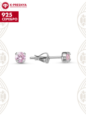 Серьги серебро 925 пробы, без покрытия, вставка - фианит (недрагоценный камень)