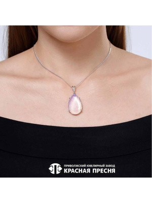 Подвеска серебро 925 пробы, покрытие - платинирование, вставка - стекло ювелирное собственной огранки