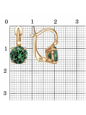 Серьги бижутерия, покрытие - золочение, вставка - фианит (недрагоценный камень)