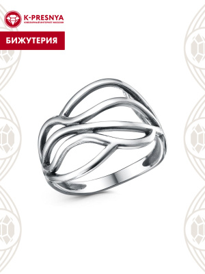 Кольцо бижутерия, покрытие - серебрение с оксидированием, без вставок