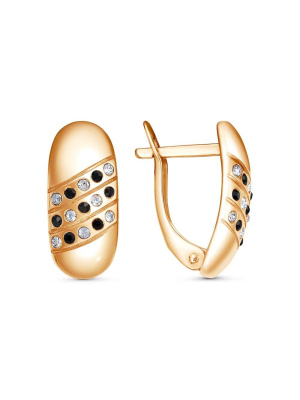 Серьги бижутерия, покрытие - золочение, вставка - стекло ювелирное preciosa