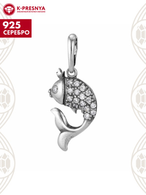 Подвеска серебро 925 пробы, покрытие - оксидирование, вставка - фианит (недрагоценный камень)