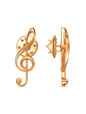 Брошь бижутерия, покрытие - золочение, без вставок