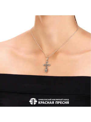 Подвеска серебро 925 пробы, покрытие - оксидирование, вставка - фианит (недрагоценный камень)