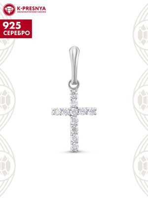 Подвеска серебро 925 пробы, покрытие - родирование, вставка - фианит (недрагоценный камень)