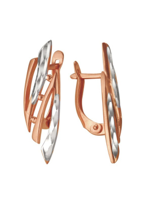 Серьги бижутерия, покрытие - золочение, отделка - алмазная грань, без вставок