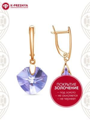 Серьги бижутерия, покрытие - золочение, вставка - стекло ювелирное собственной огранки