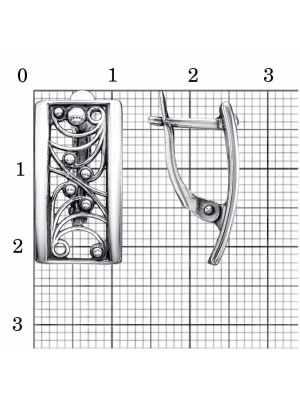 Серьги серебро 925 пробы, покрытие - оксидирование, без вставок