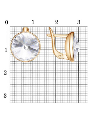 Серьги серебро 925 пробы, покрытие - золочение, вставка - стекло ювелирное preciosa
