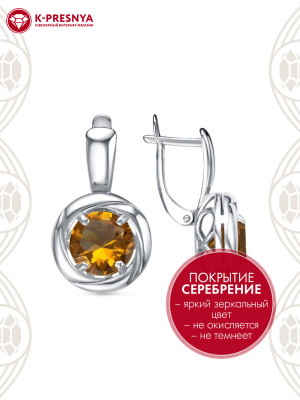 Серьги бижутерия, покрытие - серебрение с оксидированием, вставка - искусственный султанит