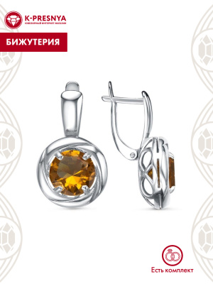 Серьги бижутерия, покрытие - серебрение с оксидированием, вставка - искусственный султанит