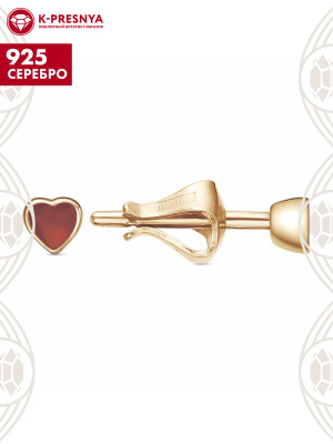 Серьги серебро 925 пробы, покрытие - золочение, отделка - эмаль, без вставок