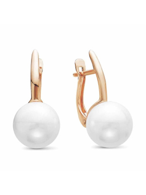 Серьги бижутерия, покрытие - золочение, вставка - имитация жемчуга