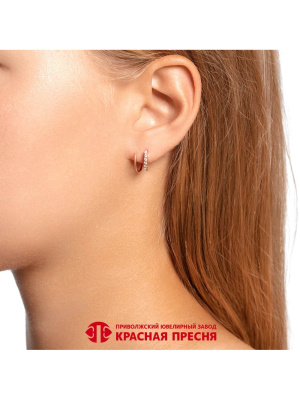 Серьга серебро 925 пробы, покрытие - золочение, вставка - фианит (недрагоценный камень) Серьга серебро 925 пробы, покрытие - золочение, вставка - фианит (недрагоценный камень)