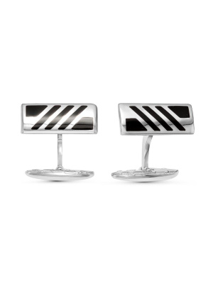 Запонки серебро 925 пробы, покрытие - оксидирование, отделка - эмаль, без вставок