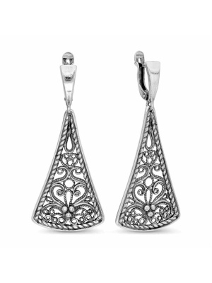 Серьги серебро 925 пробы, покрытие - оксидирование, без вставок