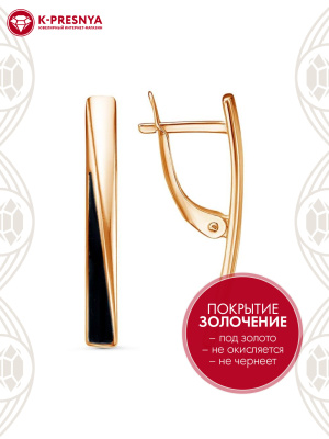 Серьги бижутерия, покрытие - золочение, отделка - эмаль, без вставок