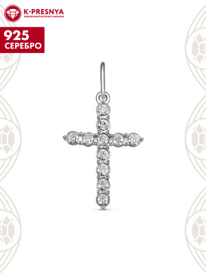 Подвеска серебро 925 пробы, покрытие - родирование, вставка - стекло ювелирное preciosa