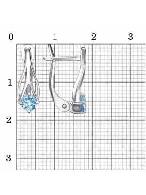 Серьги серебро 925 пробы, покрытие - родирование, вставка - фианит (недрагоценный камень)
