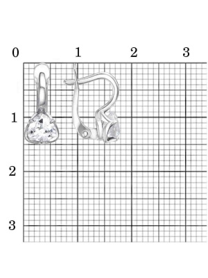 Серьги бижутерия, покрытие - серебрение, вставка - фианит (недрагоценный камень)