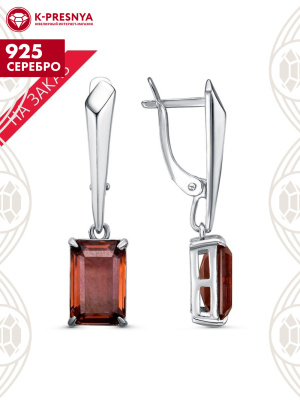 Серьги серебро 925 пробы, покрытие - родирование, вставка - ситалл собственной огранки