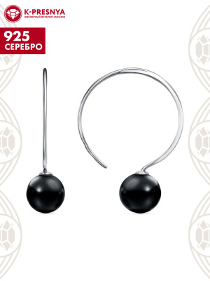 Серьги серебро 925 пробы, покрытие - платинирование, вставка - имитация жемчуга