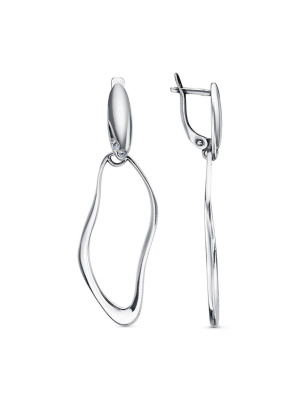 Серьги бижутерия, покрытие - серебрение с оксидированием, вставка - стекло ювелирное preciosa