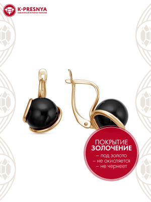 Серьги серебро 925 пробы, покрытие - золочение, вставка - имитация жемчуга