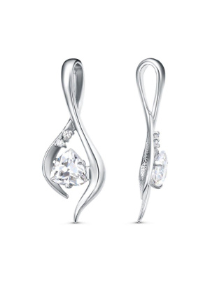 Подвеска серебро 925 пробы, покрытие - платинирование, вставка - фианит (недрагоценный камень)