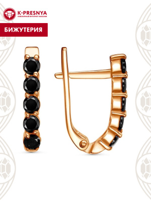 Серьги бижутерия, покрытие - золочение, вставка - фианит (недрагоценный камень)