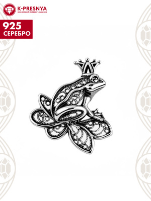Брошь серебро 925 пробы, покрытие - оксидирование, без вставок