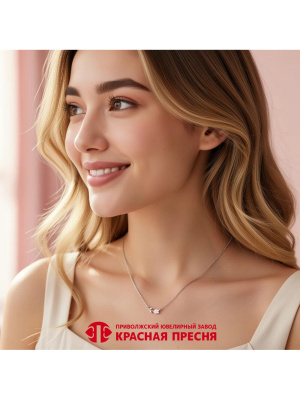 Колье серебро 925 пробы, покрытие - родирование, отделка - эмаль, без вставок