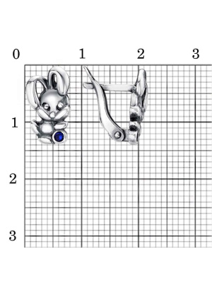 Серьги бижутерия, покрытие - серебрение с оксидированием, вставка - стекло ювелирное preciosa