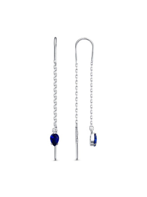 Серьги серебро 925 пробы, покрытие - родирование, вставка - искусственная шпинель